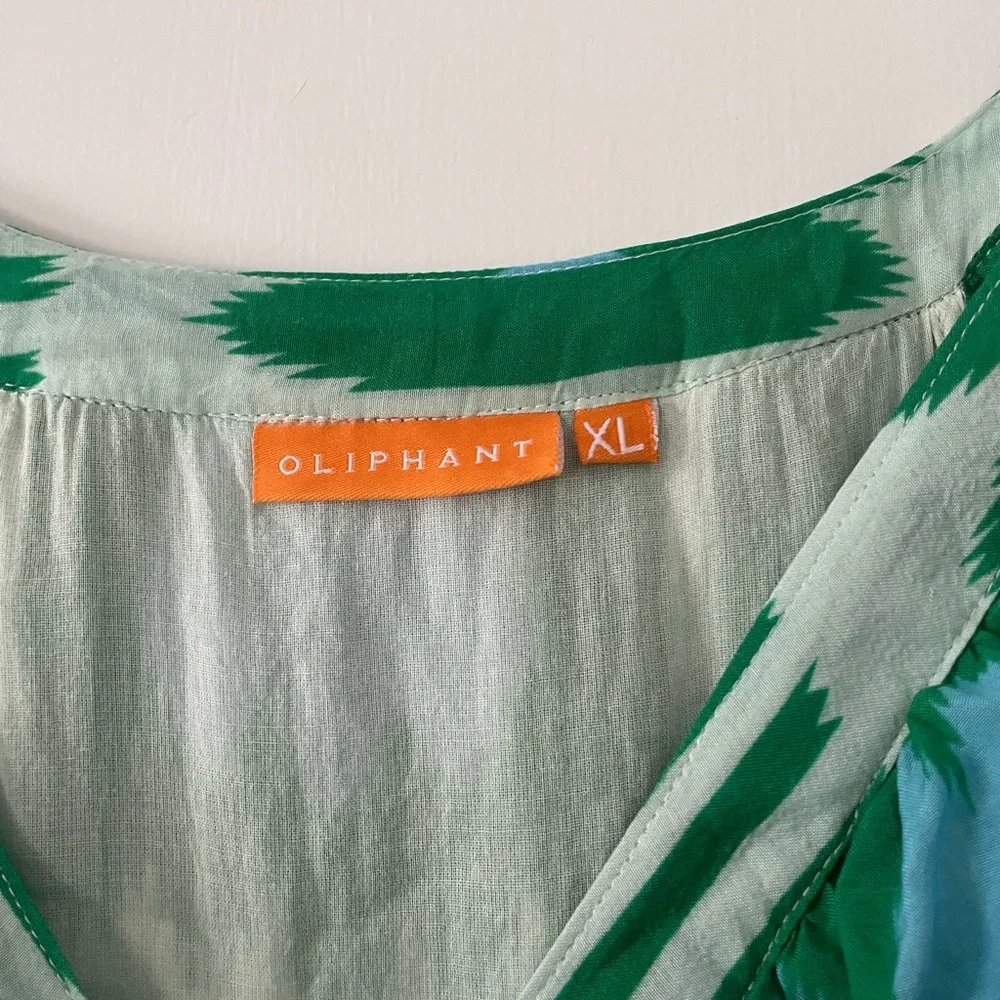 Oliphant Green and Blue V-Neck Dress - Picture 2 of 5